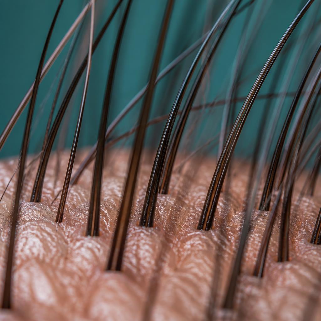 Healthy hair follicles macro